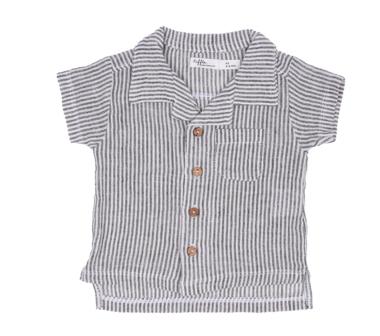 Riffle Blouse linnen - Laatste maat 50 - Stripe raisin brown
